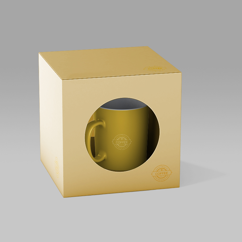 ขายส่งกล่องบรรจุภัณฑ์กระดาษของขวัญออกแบบเองถ้วยกาแฟแก้วกล่องบรรจุภัณฑ์ที่มีหน้าต่างใส