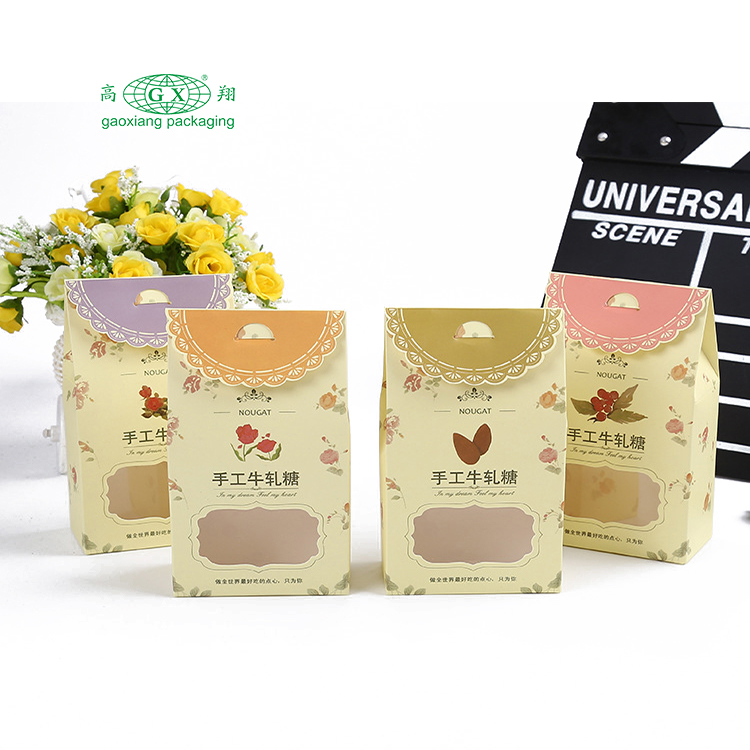 กล่องกระดาษบรรจุภัณฑ์แคนดี้นัทช็อกโกแลตบิสกิตแบบกำหนดเองพร้อมหน้าต่าง